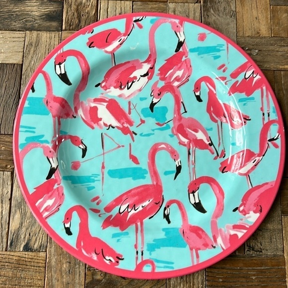 Isaac Mizrahi Flamingo Melamine Dinner Plates Beach Coastal - Picture 1 of 7